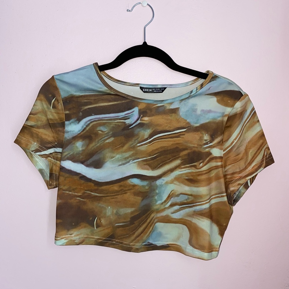 Marble print cropped top from SHEIN. Size: M/L